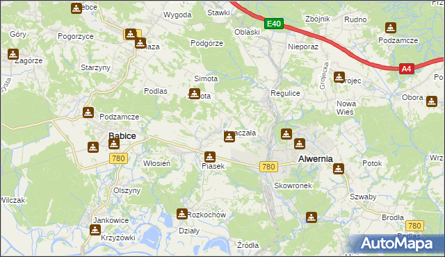 mapa Kwaczała, Kwaczała na mapie Targeo