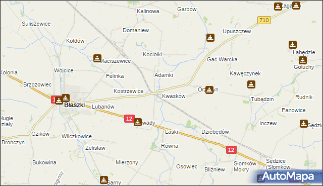 mapa Kwasków, Kwasków na mapie Targeo