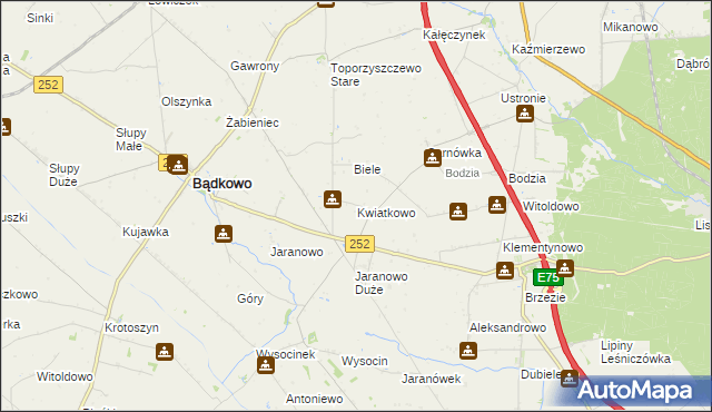 mapa Kwiatkowo gmina Bądkowo, Kwiatkowo gmina Bądkowo na mapie Targeo