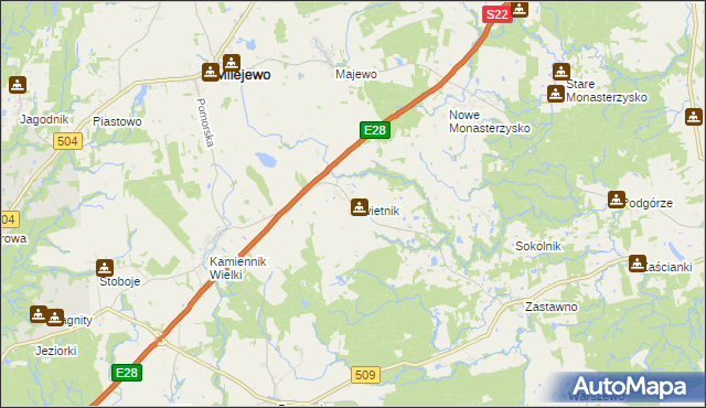 mapa Kwietnik, Kwietnik na mapie Targeo