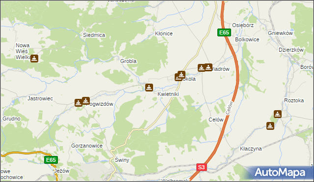 mapa Kwietniki, Kwietniki na mapie Targeo