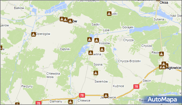 mapa Kwilina, Kwilina na mapie Targeo