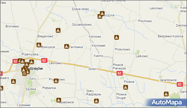 mapa Kwilno gmina Radziejów, Kwilno gmina Radziejów na mapie Targeo