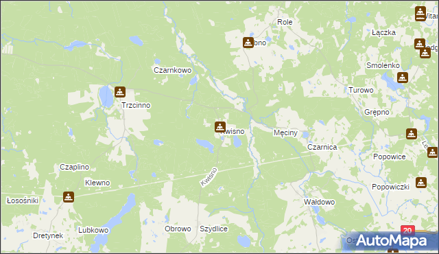 mapa Kwisno, Kwisno na mapie Targeo