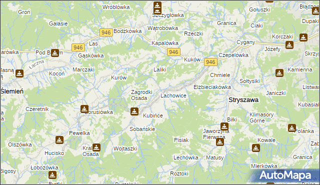 mapa Lachowice, Lachowice na mapie Targeo