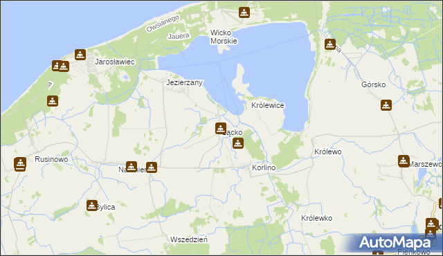 mapa Łącko gmina Postomino, Łącko gmina Postomino na mapie Targeo