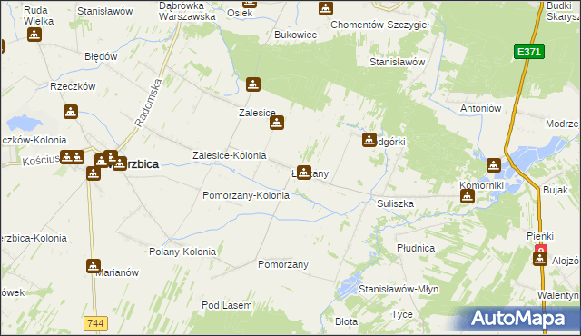 mapa Łączany gmina Wierzbica, Łączany gmina Wierzbica na mapie Targeo