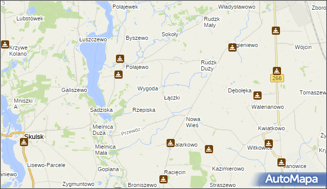 mapa Łączki gmina Piotrków Kujawski, Łączki gmina Piotrków Kujawski na mapie Targeo