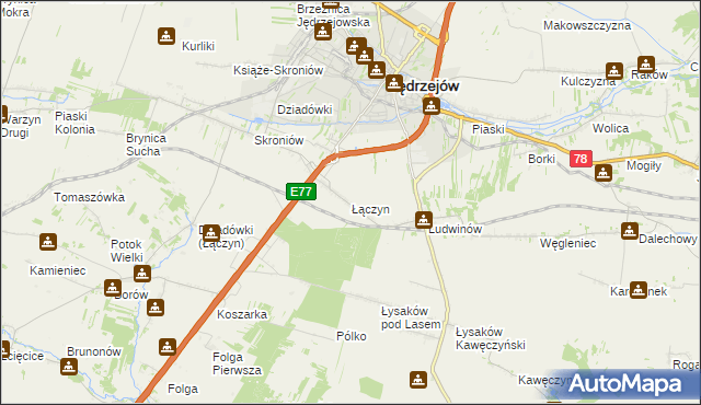 mapa Łączyn, Łączyn na mapie Targeo