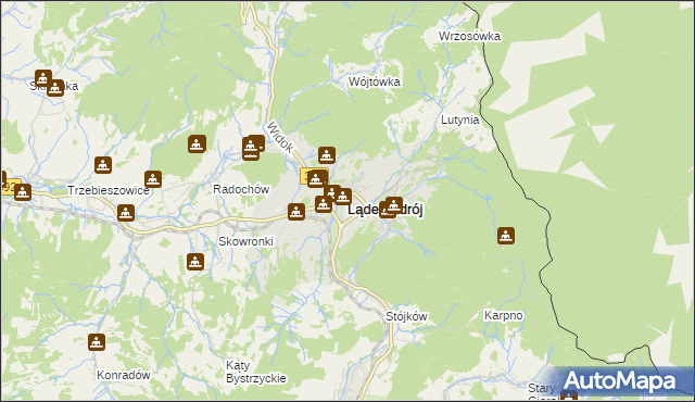 mapa Lądek-Zdrój, Lądek-Zdrój na mapie Targeo