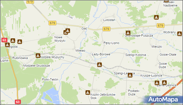 mapa Łady-Borowe, Łady-Borowe na mapie Targeo