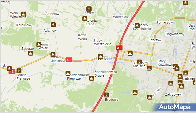 mapa Ładzice, Ładzice na mapie Targeo