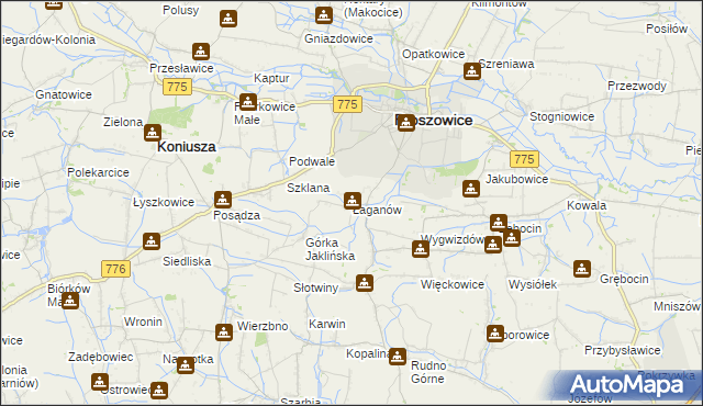 mapa Łaganów, Łaganów na mapie Targeo