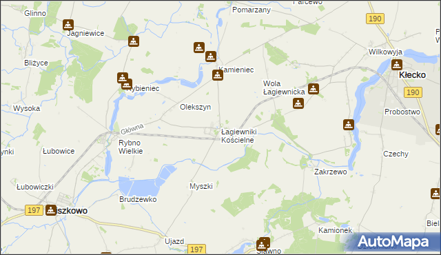 mapa Łagiewniki Kościelne, Łagiewniki Kościelne na mapie Targeo