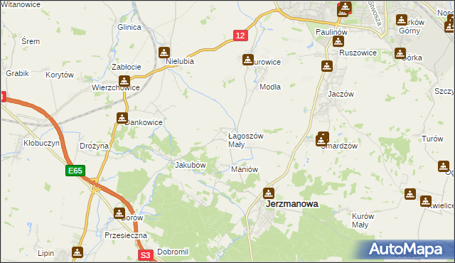 mapa Łagoszów Mały, Łagoszów Mały na mapie Targeo