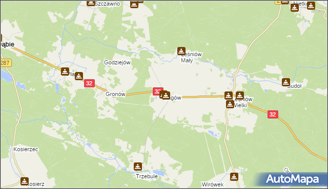 mapa Łagów gmina Dąbie, Łagów gmina Dąbie na mapie Targeo