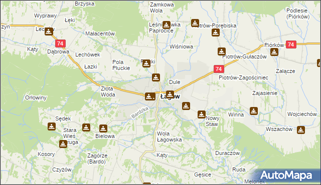 mapa Łagów powiat kielecki, Łagów powiat kielecki na mapie Targeo