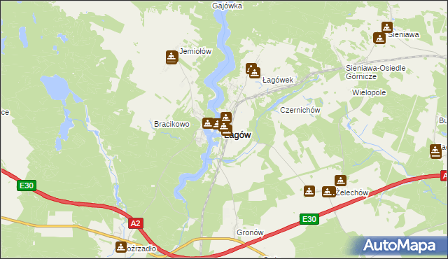 mapa Łagów powiat świebodziński, Łagów powiat świebodziński na mapie Targeo