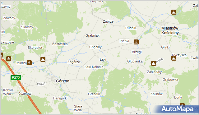 mapa Łąki gmina Górzno, Łąki gmina Górzno na mapie Targeo