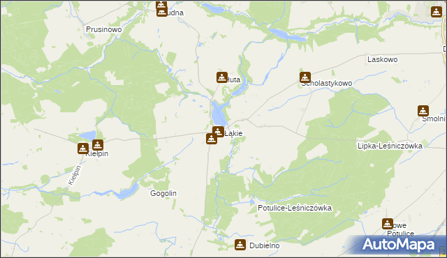 mapa Łąkie gmina Lipka, Łąkie gmina Lipka na mapie Targeo
