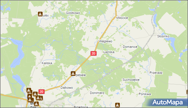 mapa Łąkoć gmina Miastko, Łąkoć gmina Miastko na mapie Targeo