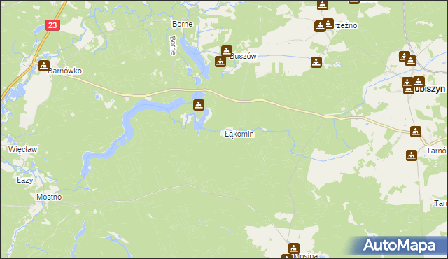 mapa Łąkomin, Łąkomin na mapie Targeo