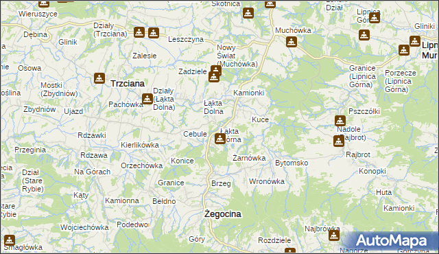 mapa Łąkta Górna, Łąkta Górna na mapie Targeo