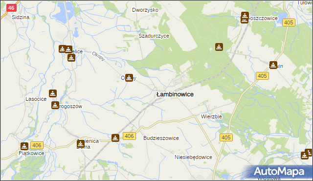 mapa Łambinowice, Łambinowice na mapie Targeo