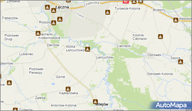 mapa Łańcuchów, Łańcuchów na mapie Targeo