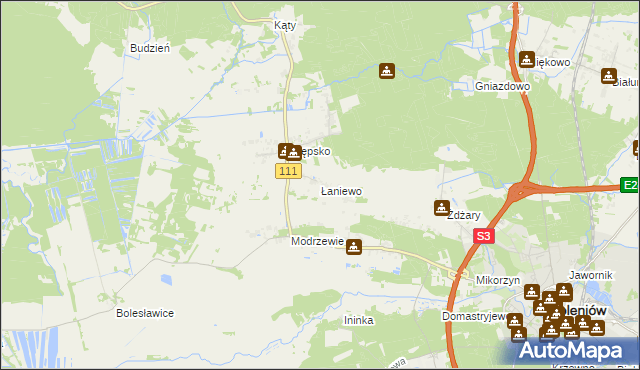 mapa Łaniewo gmina Goleniów, Łaniewo gmina Goleniów na mapie Targeo