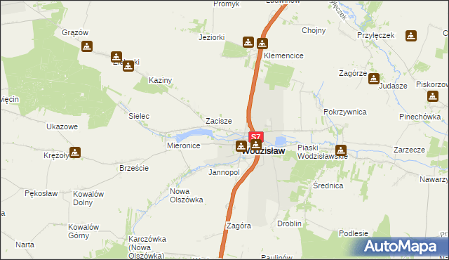 mapa Łany gmina Wodzisław, Łany gmina Wodzisław na mapie Targeo