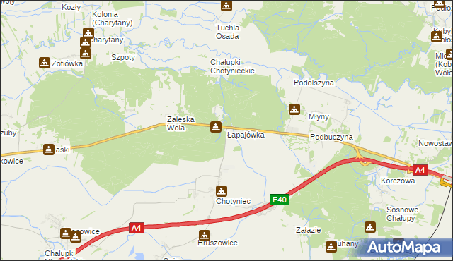 mapa Łapajówka gmina Radymno, Łapajówka gmina Radymno na mapie Targeo