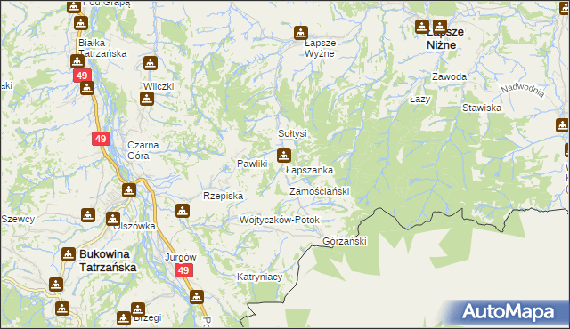 mapa Łapszanka, Łapszanka na mapie Targeo