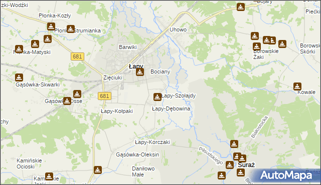 mapa Łapy-Szołajdy, Łapy-Szołajdy na mapie Targeo