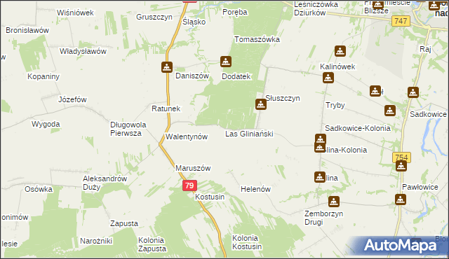 mapa Las Gliniański, Las Gliniański na mapie Targeo