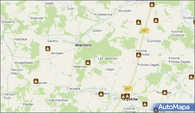 mapa Las Jaworski, Las Jaworski na mapie Targeo