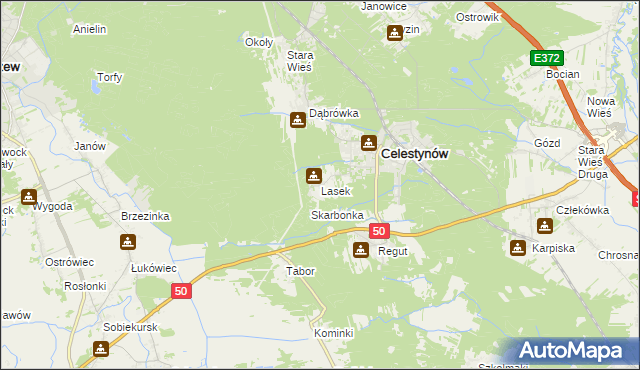 mapa Lasek gmina Celestynów, Lasek gmina Celestynów na mapie Targeo