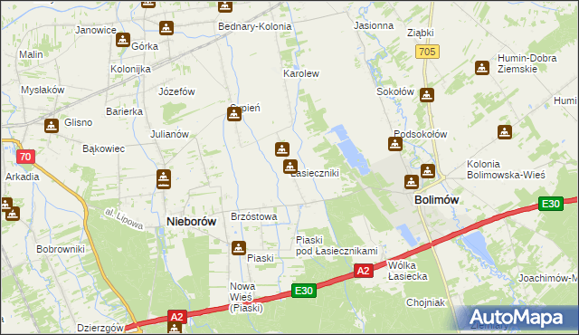 mapa Łasieczniki, Łasieczniki na mapie Targeo