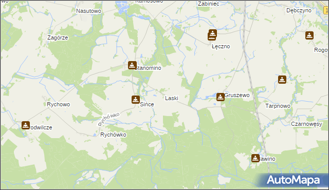 mapa Laski gmina Białogard, Laski gmina Białogard na mapie Targeo
