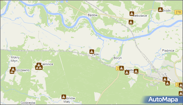 mapa Laski gmina Czerwieńsk, Laski gmina Czerwieńsk na mapie Targeo