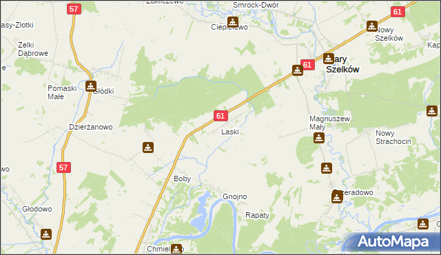 mapa Laski gmina Szelków, Laski gmina Szelków na mapie Targeo