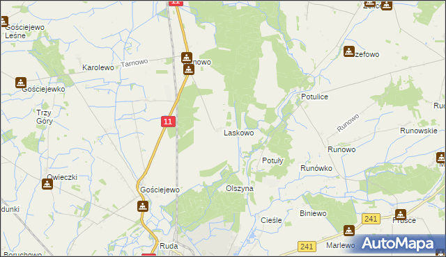 mapa Laskowo gmina Rogoźno, Laskowo gmina Rogoźno na mapie Targeo