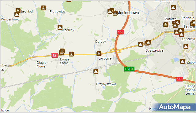 mapa Lasocice gmina Święciechowa, Lasocice gmina Święciechowa na mapie Targeo