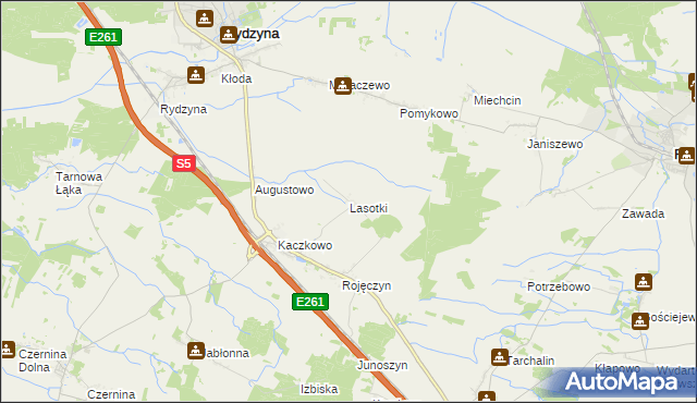 mapa Lasotki gmina Rydzyna, Lasotki gmina Rydzyna na mapie Targeo