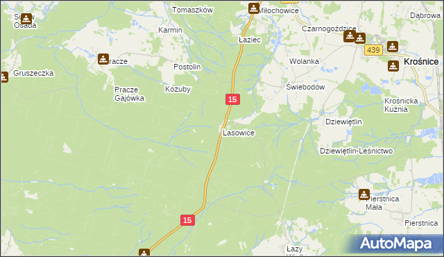 mapa Lasowice gmina Milicz, Lasowice gmina Milicz na mapie Targeo