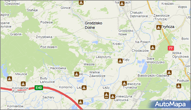 mapa Laszczyny, Laszczyny na mapie Targeo