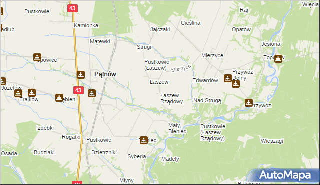 mapa Łaszew Rządowy, Łaszew Rządowy na mapie Targeo