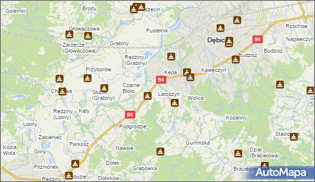 mapa Latoszyn, Latoszyn na mapie Targeo