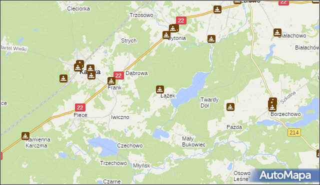 mapa Łążek gmina Kaliska, Łążek gmina Kaliska na mapie Targeo