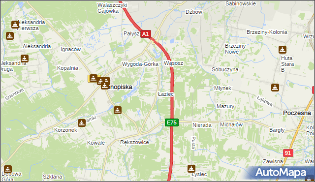 mapa Łaziec, Łaziec na mapie Targeo